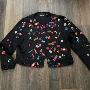 Michael Simon AS IS embellished knit cardigan sweater size XL pearl beaded bow